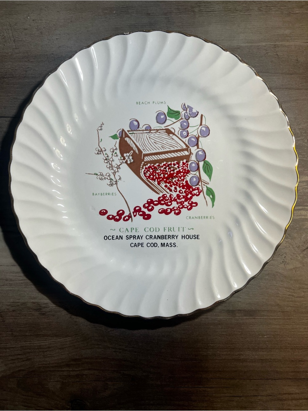 VTG Ocean Spray Cranberry House Cape Cod Fruit Plate - Perfect for Thanksgiving!